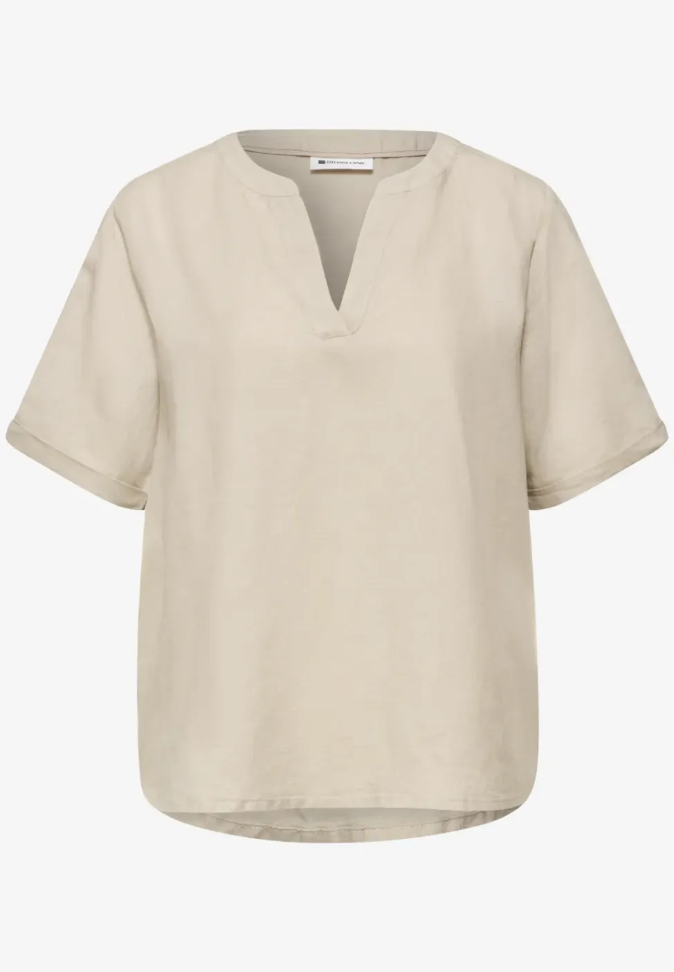Blouse met gespleten hals van linnenmix