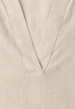Blouse met gespleten hals van linnenmix