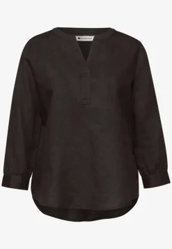 Blouse met gespleten hals van linnenmix
