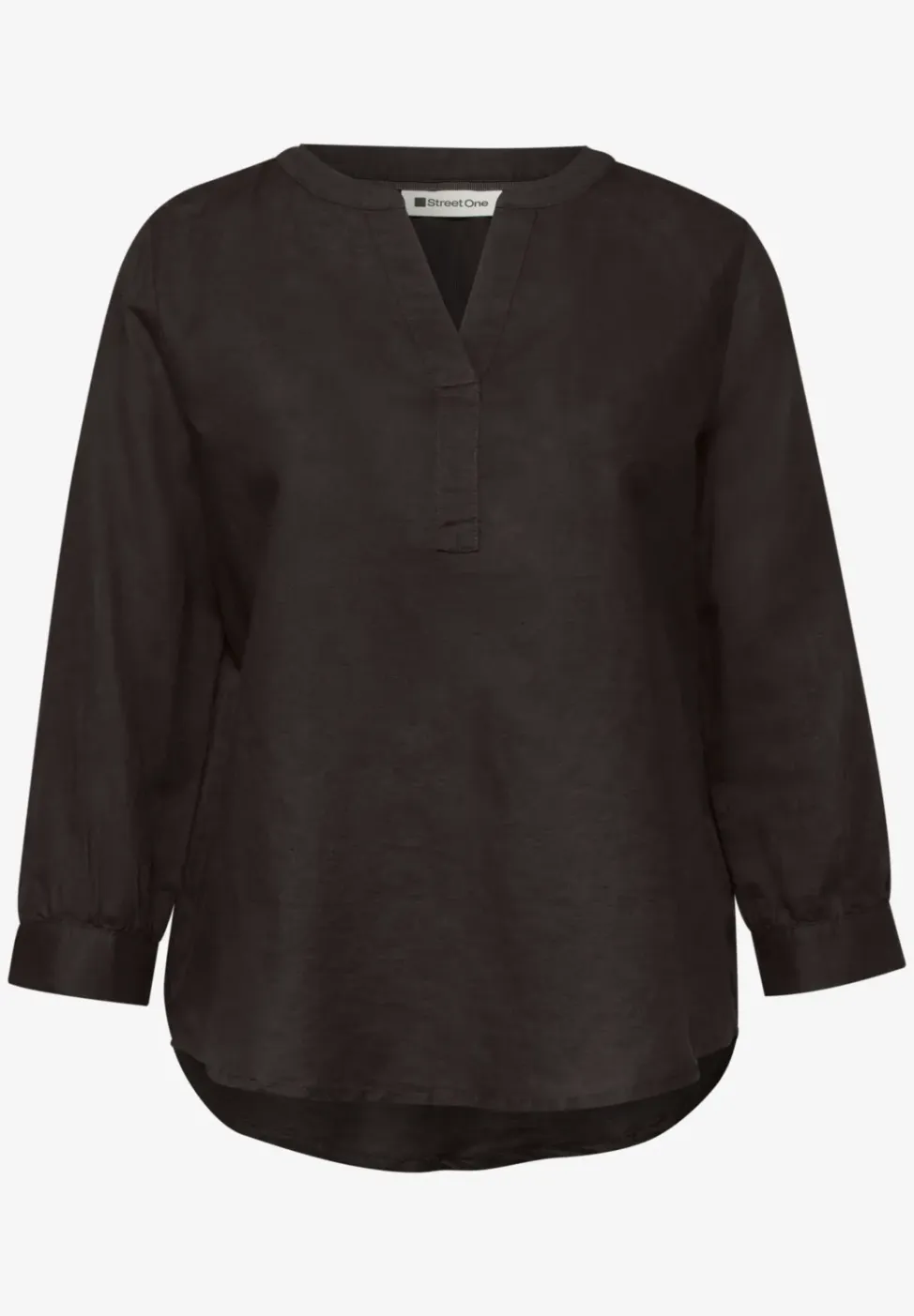 Blouse met gespleten hals van linnenmix