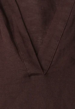 Blouse met gespleten hals van linnenmix