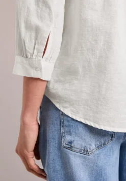 Blouse met gespleten hals van linnenmix