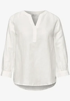 Blouse met gespleten hals van linnenmix