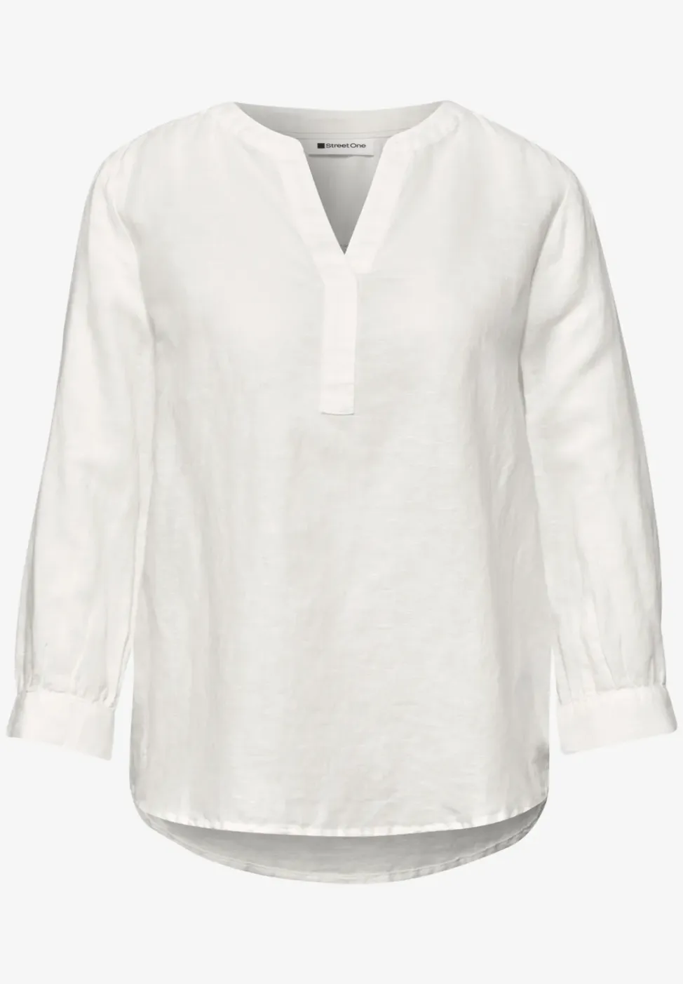 Blouse met gespleten hals van linnenmix