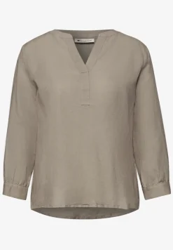 Blouse met gespleten hals van linnenmix