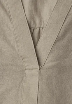 Blouse met gespleten hals van linnenmix