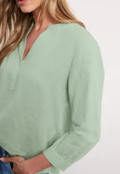 Blouse met gespleten hals van linnenmix