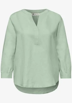 Blouse met gespleten hals van linnenmix