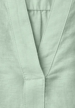 Blouse met gespleten hals van linnenmix