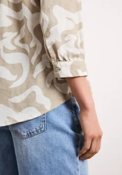 Blouse met gespleten hals van linnenmix