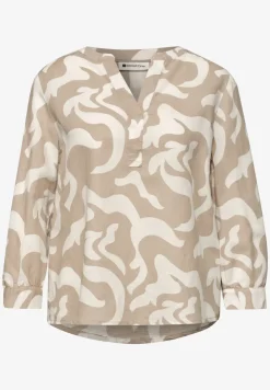 Blouse met gespleten hals van linnenmix