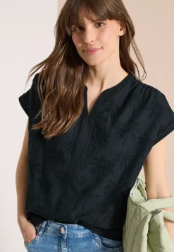 Blouse met hangende schouder en borduursel