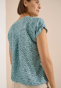 Blouse met hangende schouder en print