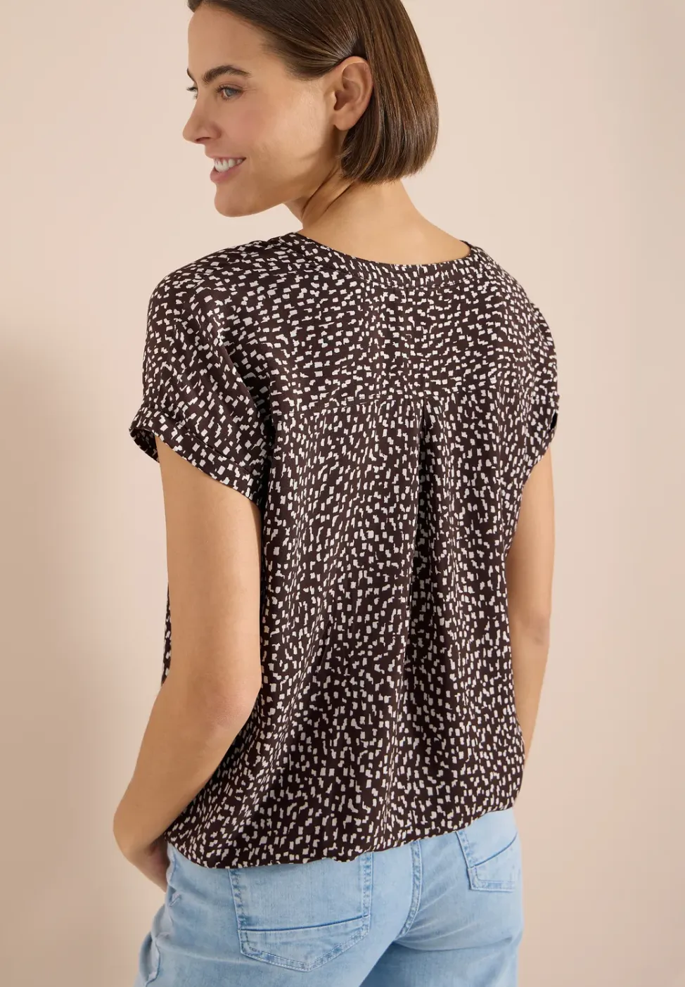 Blouse met hangende schouder en print