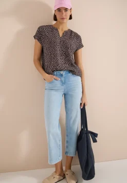 Blouse met hangende schouder en print