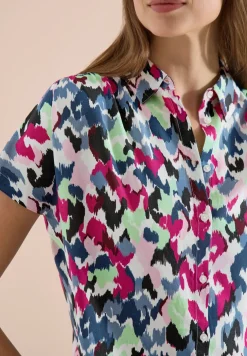 Blouse met hangende schouder en print