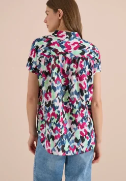 Blouse met hangende schouder en print