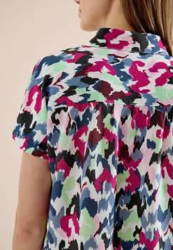 Blouse met hangende schouder en print