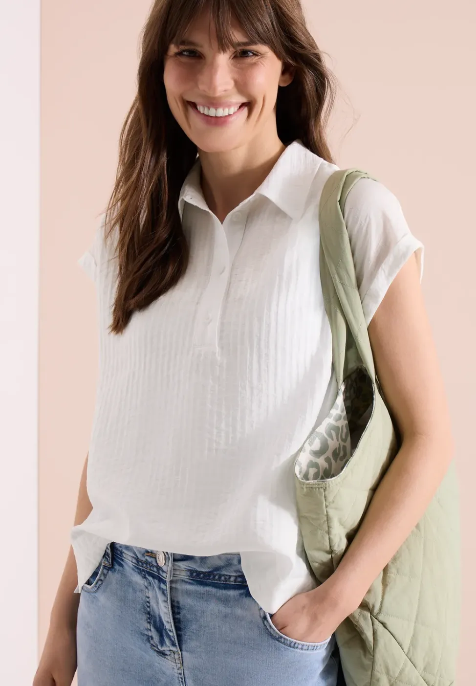 Blouse met hangende schouder en structuur
