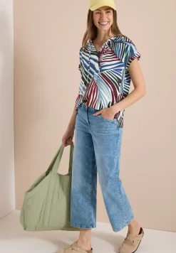 Blouse met hangende schouder en structuur