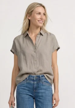 Blouse met hangende schouder in linnen