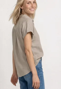 Blouse met hangende schouder in linnen