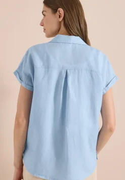 Blouse met hangende schouder in linnen
