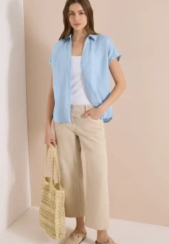 Blouse met hangende schouder in linnen