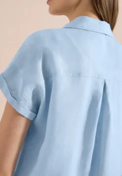 Blouse met hangende schouder in linnen