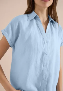 Blouse met hangende schouder in linnen