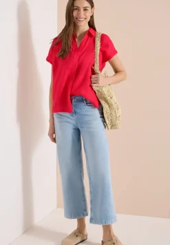 Blouse met hangende schouder in linnen