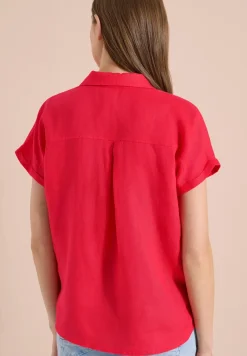 Blouse met hangende schouder in linnen
