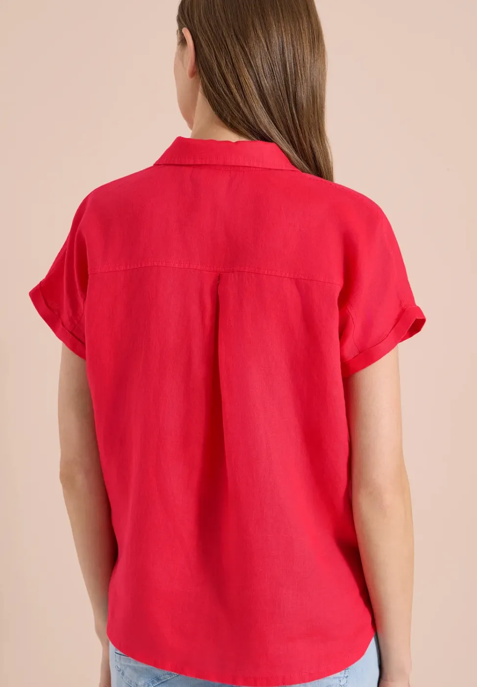 Blouse met hangende schouder in linnen