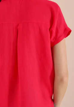 Blouse met hangende schouder in linnen