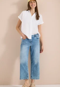 Blouse met hangende schouder in linnen
