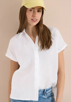Blouse met hangende schouder in linnen