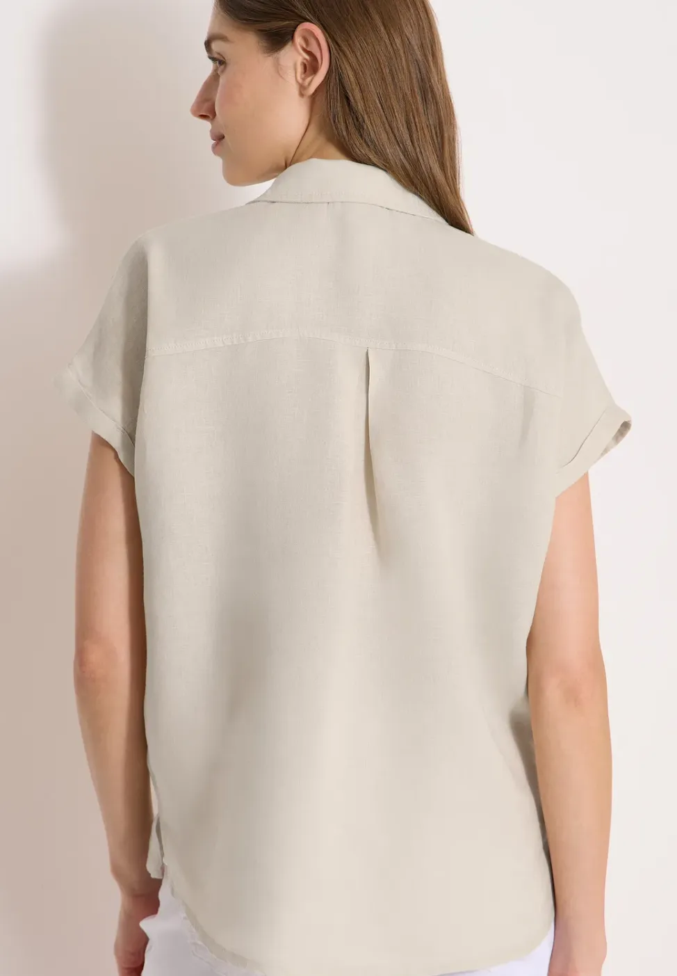 Blouse met hangende schouder in linnen