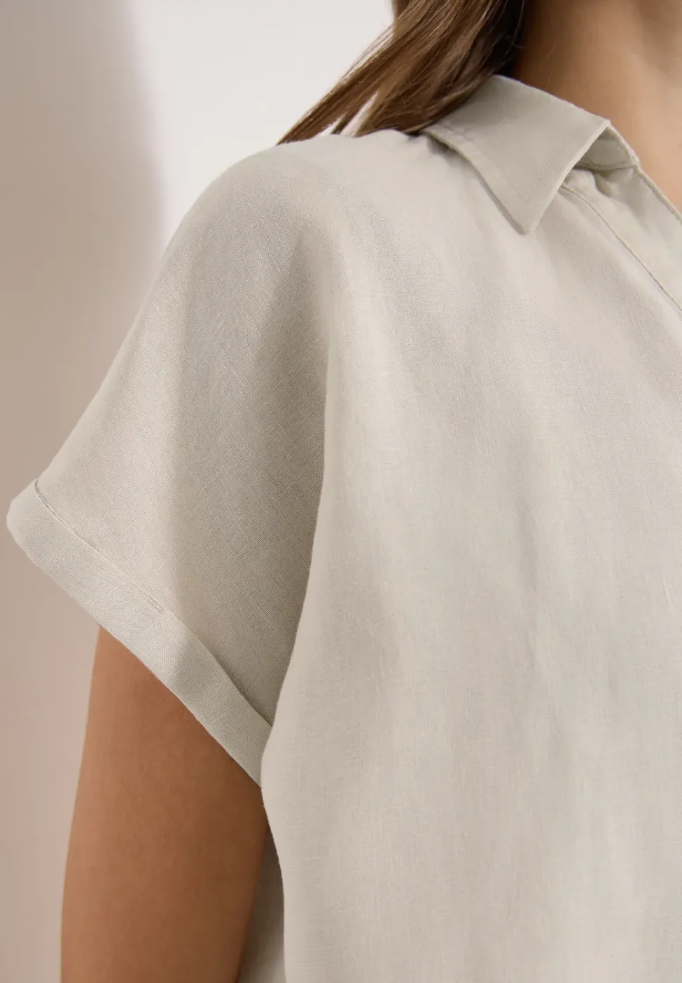 Blouse met hangende schouder in linnen