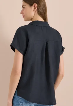 Blouse met hangende schouder in linnen