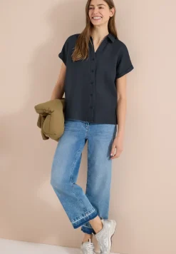 Blouse met hangende schouder in linnen