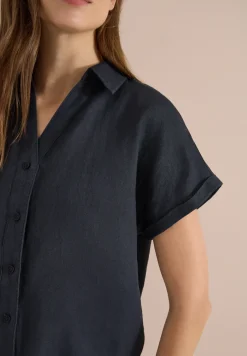 Blouse met hangende schouder in linnen