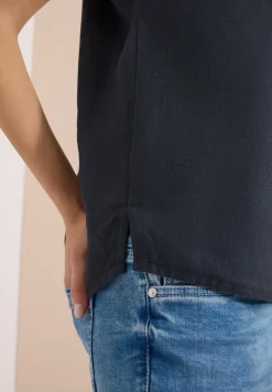 Blouse met hangende schouder in linnen
