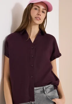 Blouse met hangende schouder in linnen