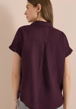 Blouse met hangende schouder in linnen