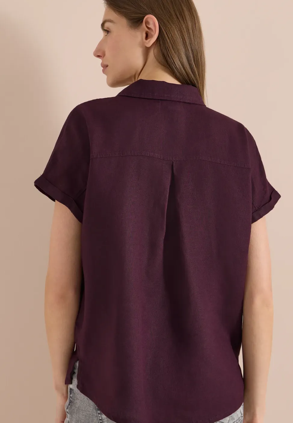 Blouse met hangende schouder in linnen