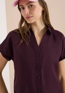 Blouse met hangende schouder in linnen