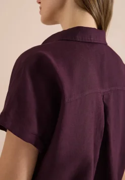 Blouse met hangende schouder in linnen