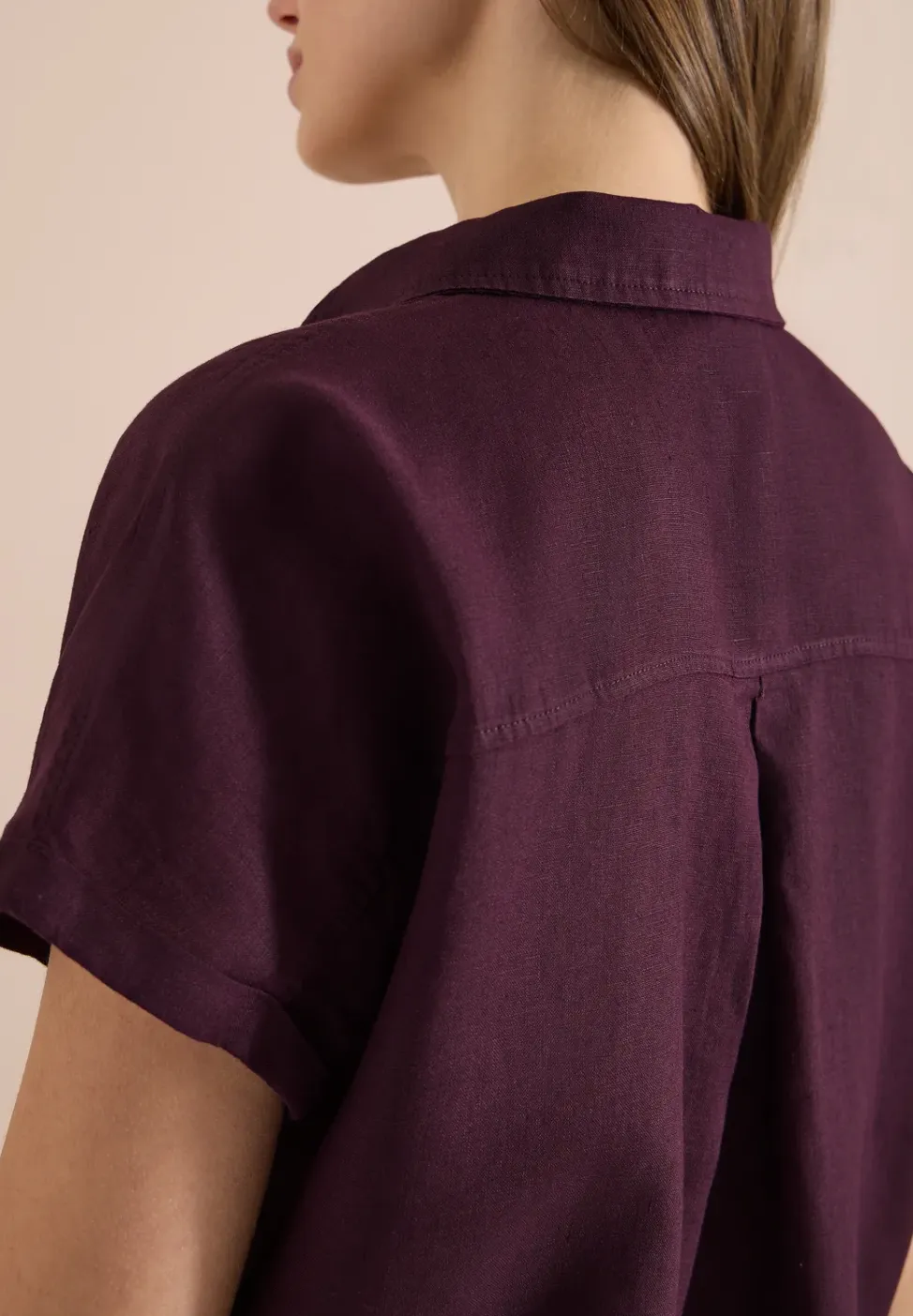 Blouse met hangende schouder in linnen