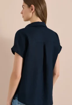 Blouse met hangende schouder in linnen