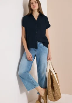 Blouse met hangende schouder in linnen